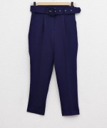 Kemerli Double Krep Pantolon Lacivert