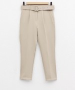 Kemerli Double Krep Pantolon Bej