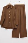 Basic Keten Takım Kahverengi