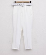 Kemerli Double Krep Pantolon Beyaz