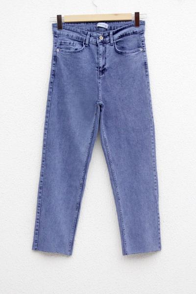 Kesik Paça Mom Jean Lacivert