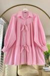 Fiyonklu Salaş Gömlek Pembe