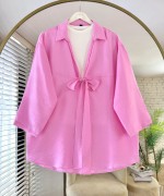 Önü Bağlamalı Kimono Pembe
