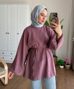 Balon Kol Modal Tunik Gül kurusu