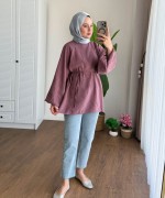Balon Kol Modal Tunik Gül kurusu