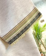 Kolları Nakışlı Keten Kimono Ekru