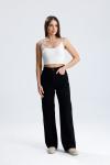 Bol Paça Likralı Pantolon Siyah
