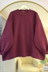 Oversize Üç İplik Sweathirt Bordo