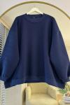 Oversize Üç İplik Sweathirt Lacivert