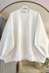 Oversize Üç İplik Sweathirt Beyaz