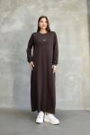 Alo Uzun Kollu Modal Elbise Kahverengi