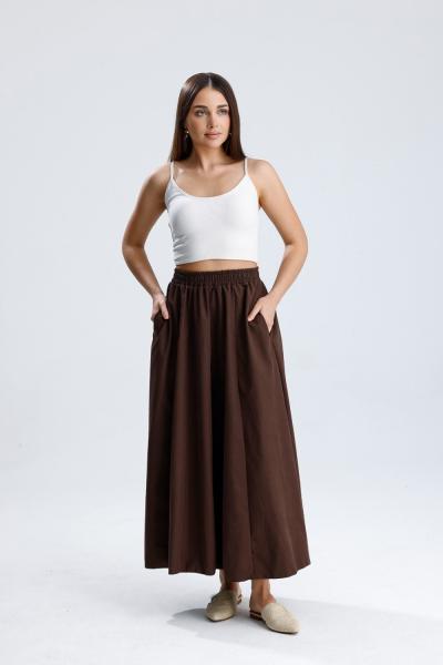 Beli Lastikli Micro Etek Kahverengi