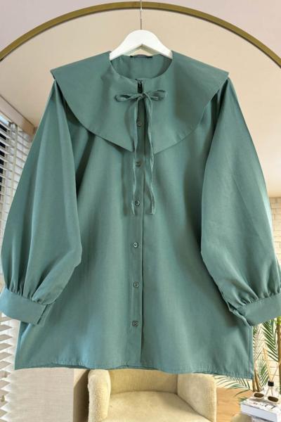 Geniş Yaka Gömlek Çağla Yeşili