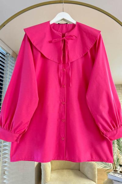 Geniş Yaka Gömlek Fuşya
