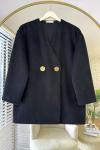 Gold Düğmeli Kaşe Ceket Siyah