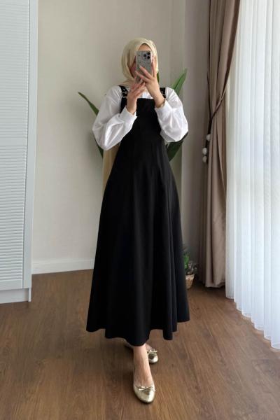 Kemer Askılı Gabardin Jile Siyah