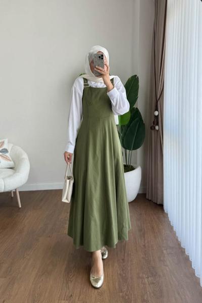 Kemer Askılı Gabardin Jile Yeşil