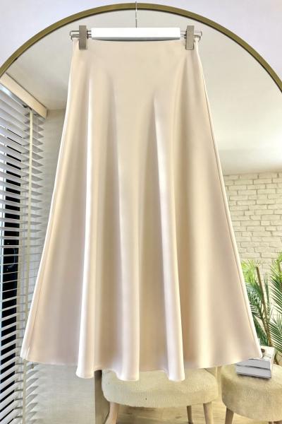 Kloş Saten Etek Bej