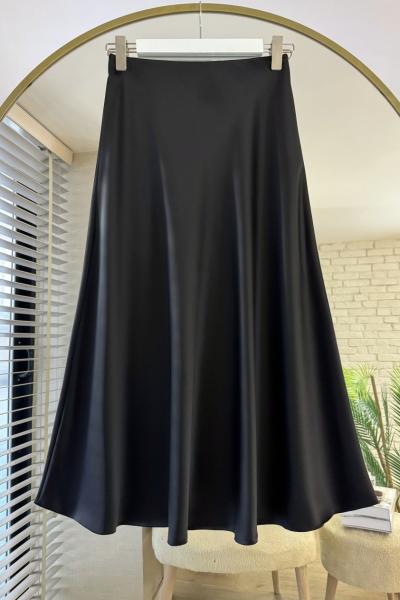 Kloş Saten Etek Siyah