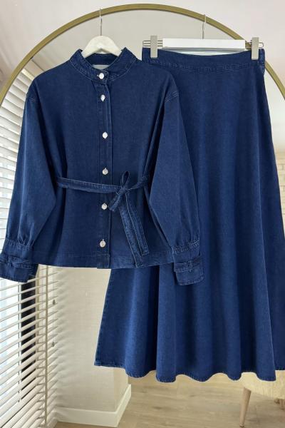 Lace Etekli Kot Takım Lacivert