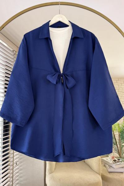 Önü Bağlamalı Kimono Lacivert