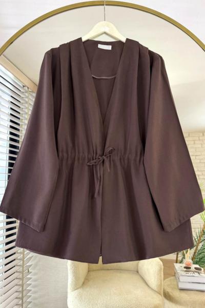 Pile Detaylı Modal Ceket Kahverengi