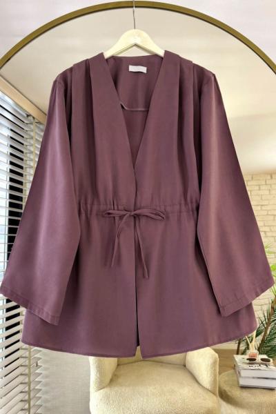 Pile Detaylı Modal Ceket Gül kurusu