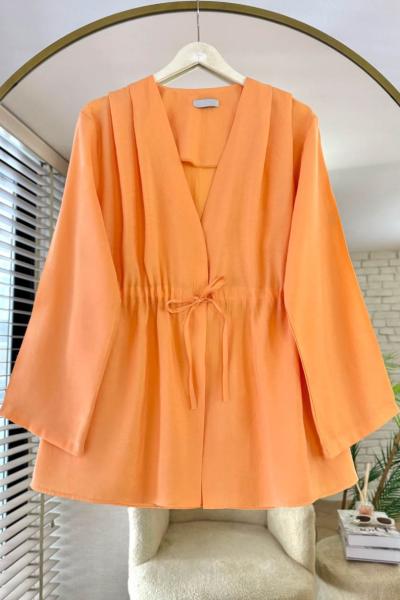 Pile Detaylı Modal Ceket Kavun içi