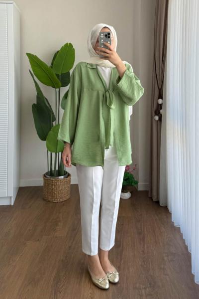 Önü Bağlamalı Kimono Yeşil