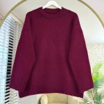 Oversize Bisiklet Yaka Kazak Bordo