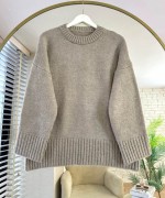 Oversize Bisiklet Yaka Kazak Kum Beji