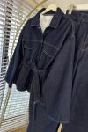 Belden Bağlamalı Denim Takım Lacivert