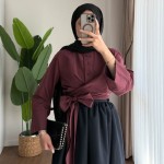 Kuşaklı Tasarım Gömlek Bordo