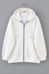 Oversize Fermuarlı Hırka Beyaz
