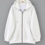 Oversize Fermuarlı Hırka Beyaz