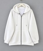 Oversize Fermuarlı Hırka Beyaz