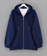 Oversize Fermuarlı Hırka Lacivert