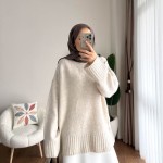 Oversize Bisiklet Yaka Kazak Taş