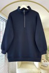 Yarım Fermuarlı Üç İplik Sweatshirt Lacivert