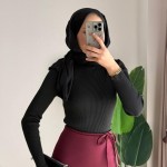 Dik Yaka Fırfırlı Body Siyah