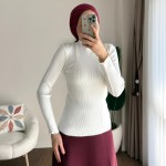 Dik Yaka Fırfırlı Body Ekru