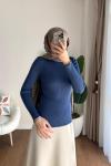Dik Yaka Fırfırlı Body Lacivert
