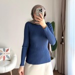 Dik Yaka Fırfırlı Body Lacivert