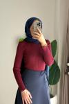 Dik Yaka Fırfırlı Body Bordo