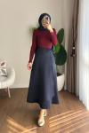 Dik Yaka Fırfırlı Body Bordo