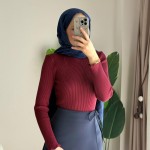 Dik Yaka Fırfırlı Body Bordo