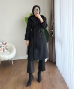 Apoletli Kaşe Kaban Siyah