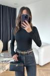 Bisiklet Yaka Zıbınlı Body Siyah