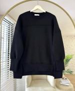 Önü Yırtmaçlı Parçalı Sweatshirt Siyah
