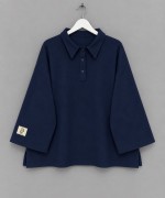 Polo Yaka Üç İplik Sweatshirt Lacivert